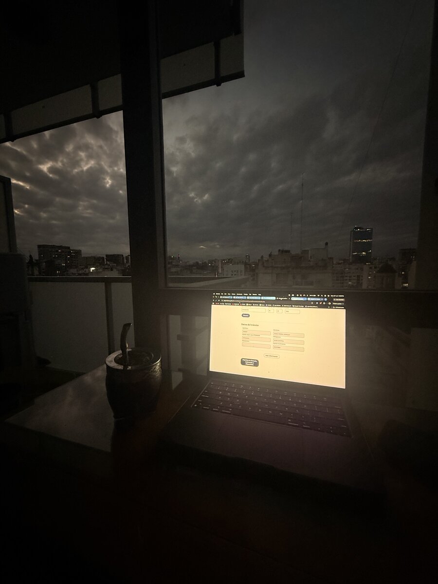 Jesse's workspace overlooking Buenos Aires